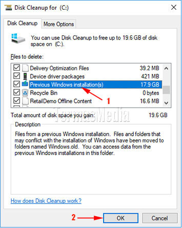 Menghapus folder Windows.old dari Windows 10