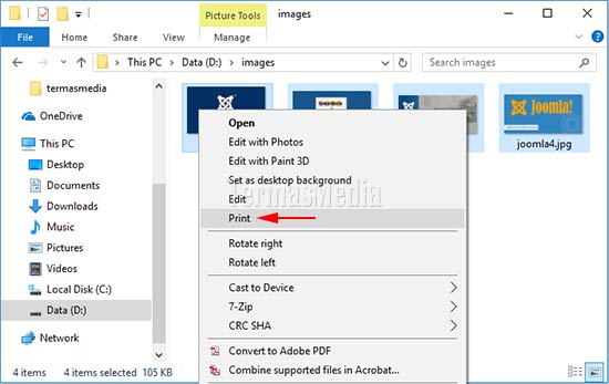 Membuat dokumen PDF dari banyak gambar di Microsoft Windows
