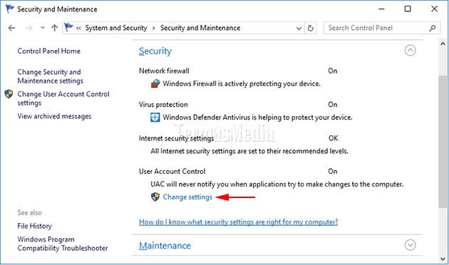 Menonaktifkan User Account Control (UAC) di Windows