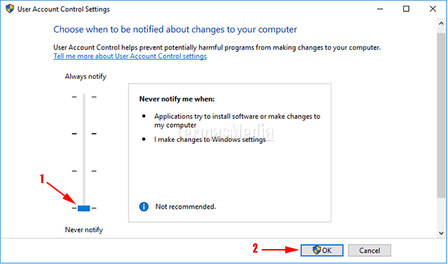 Menonaktifkan User Account Control (UAC) di Windows