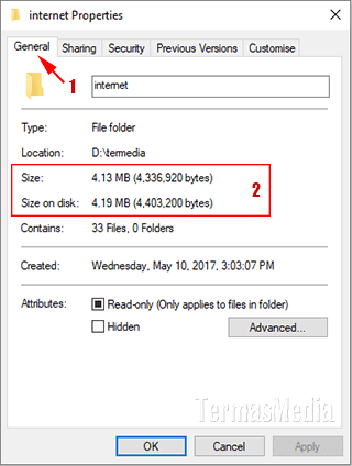 Cara melihat ukuran (size) folder di Microsoft Windows