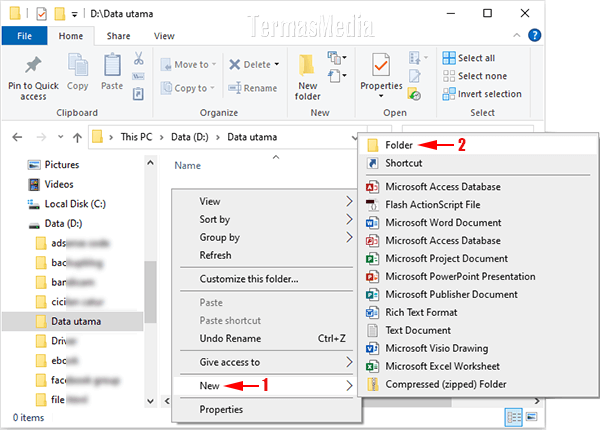 Membuat folder baru yang tidak terlihat atau tersembunyi di Windows 10