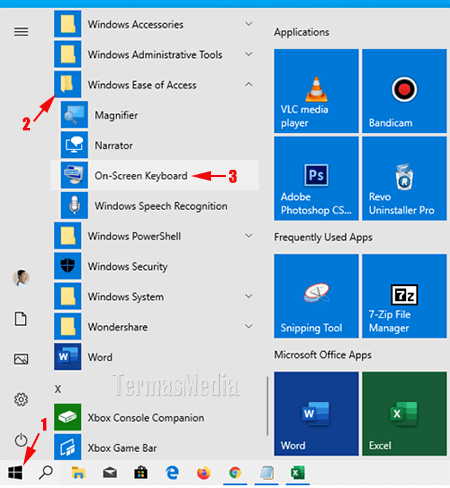 Menampilkan atau membuka on-screen keyboard (keyboard virtual) di Windows 10