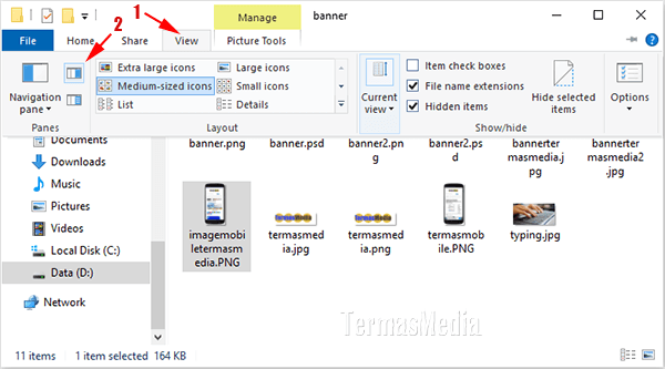Mengaktifkan atau menonaktifkan preview pane di File Explorer Windows