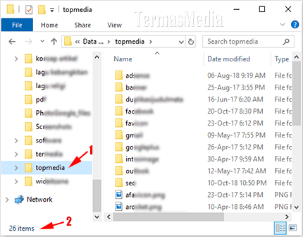 Mengetahui jumlah file dan folder di folder penyimpanan di Windows