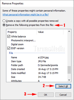 Menghapus metadata sebuah file di Microsoft Windows