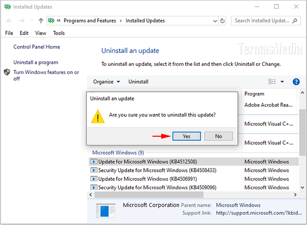 Cara menghapus (uninstall) update di Windows 10