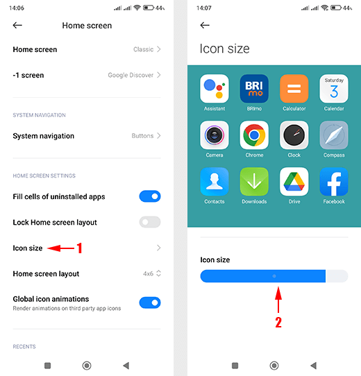 Mengubah ukuran ikon icon handphone Android