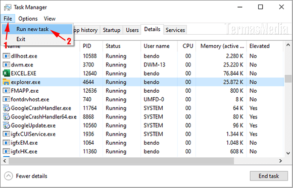 Membuka menjalankan File Explorer dengan hak akses admin penuh mode administrator run as administrator