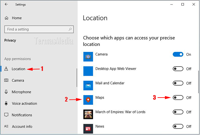 Menonaktifkan layanan Atau Pelacakan Lokasi Di Microsoft Windows 10