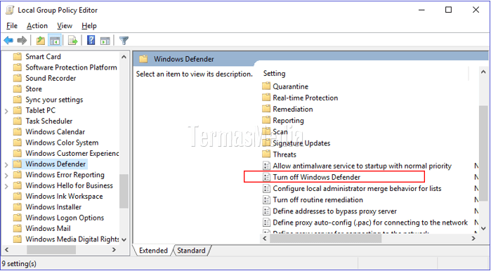 Menonaktifkan Windows Defender secara permanen