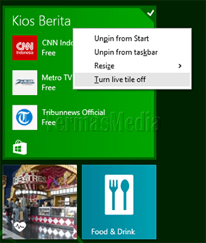 Menonaktifkan update informasi di live tiles Windows