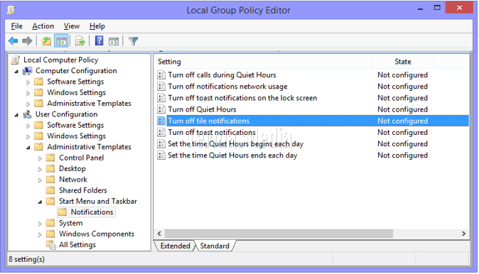 Menonaktifkan update informasi di live tiles Windows