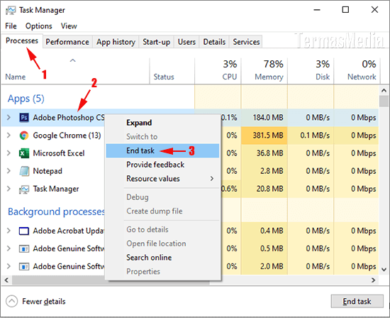 Cara menutup paksa program atau aplikasi yang berhenti merespon di Windows 10