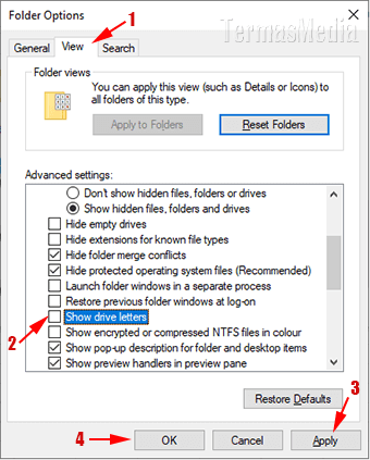 Cara menyembunyikan atau menampilkan drive letter di Windows