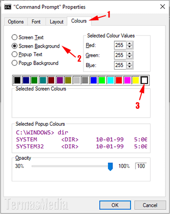 Mengubah warna background (latar) dan teks Command Prompt
