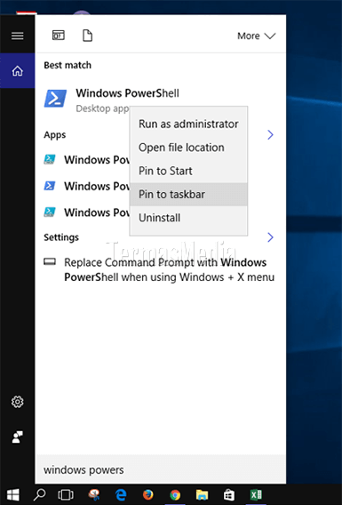 Selalu menjalankan Windows PowerShell dalam mode Administrator di Windows 10