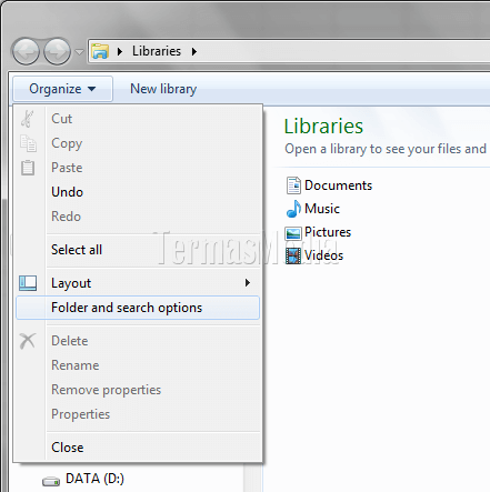 Menampilkan bilah menu bar di Windows Explorer