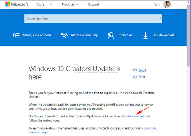 Update ke Windows 10 Creator Update melalui Update Assistant