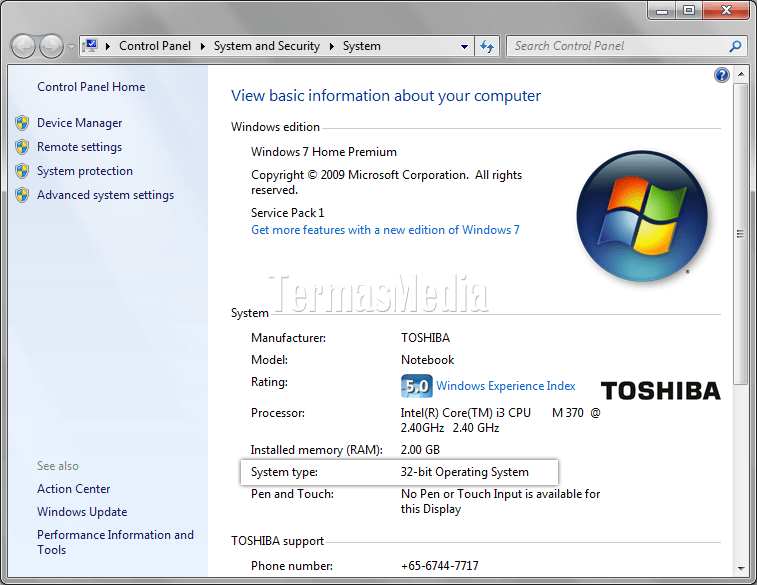 Mengetahui tipe sistem operasi Windows 7 yang digunakan